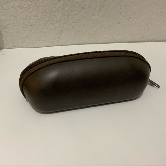 Timberland Brown Zippered Clamshell Structured Glasses Case Vertical - Picture 3 of 5